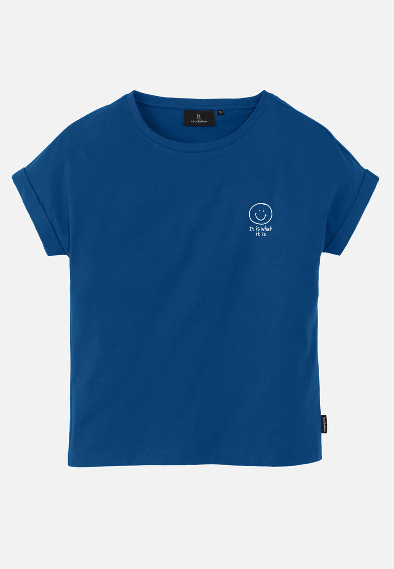T-Shirt CAYENNE smiley - bleu