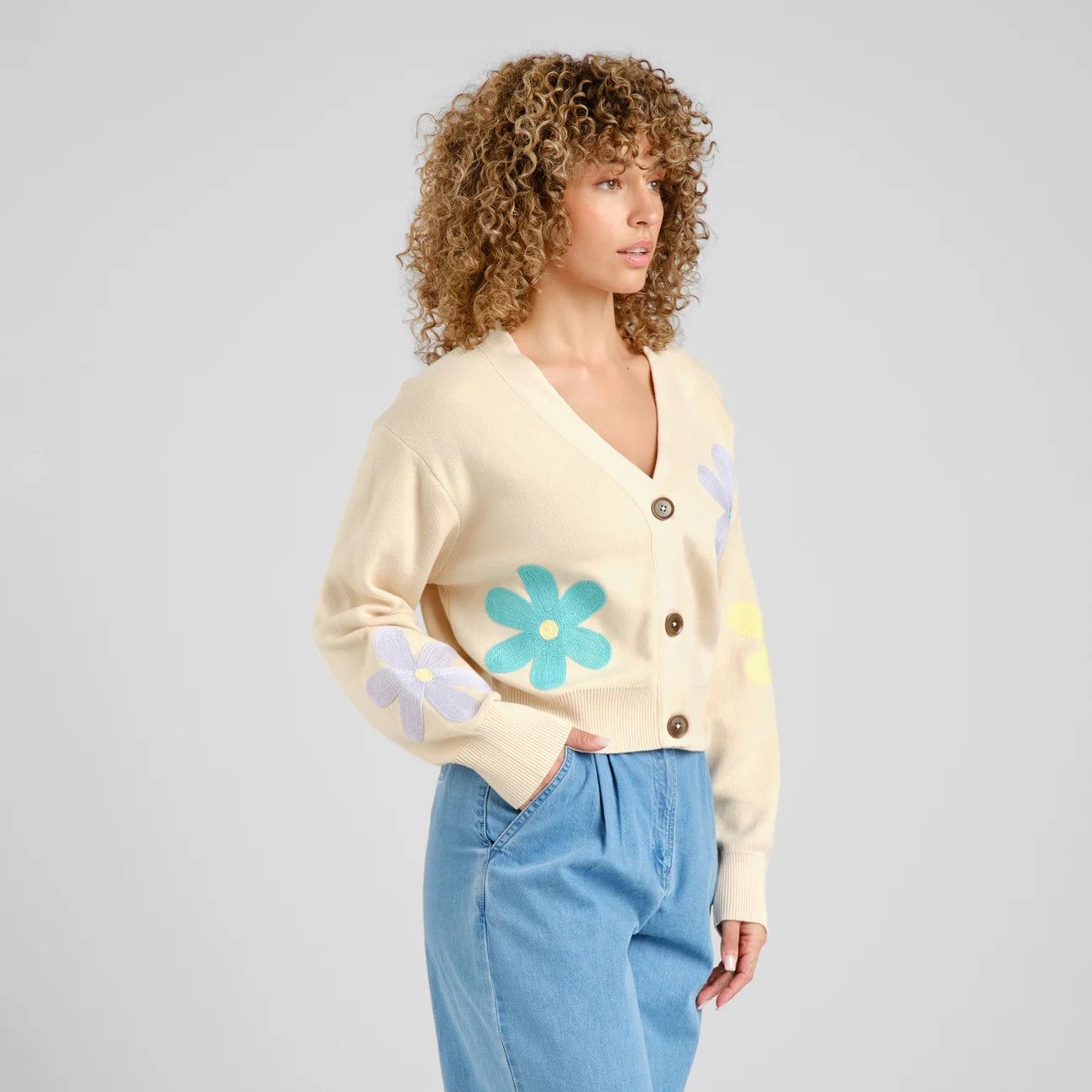 Cardigan KANAN fleurs - Vanille