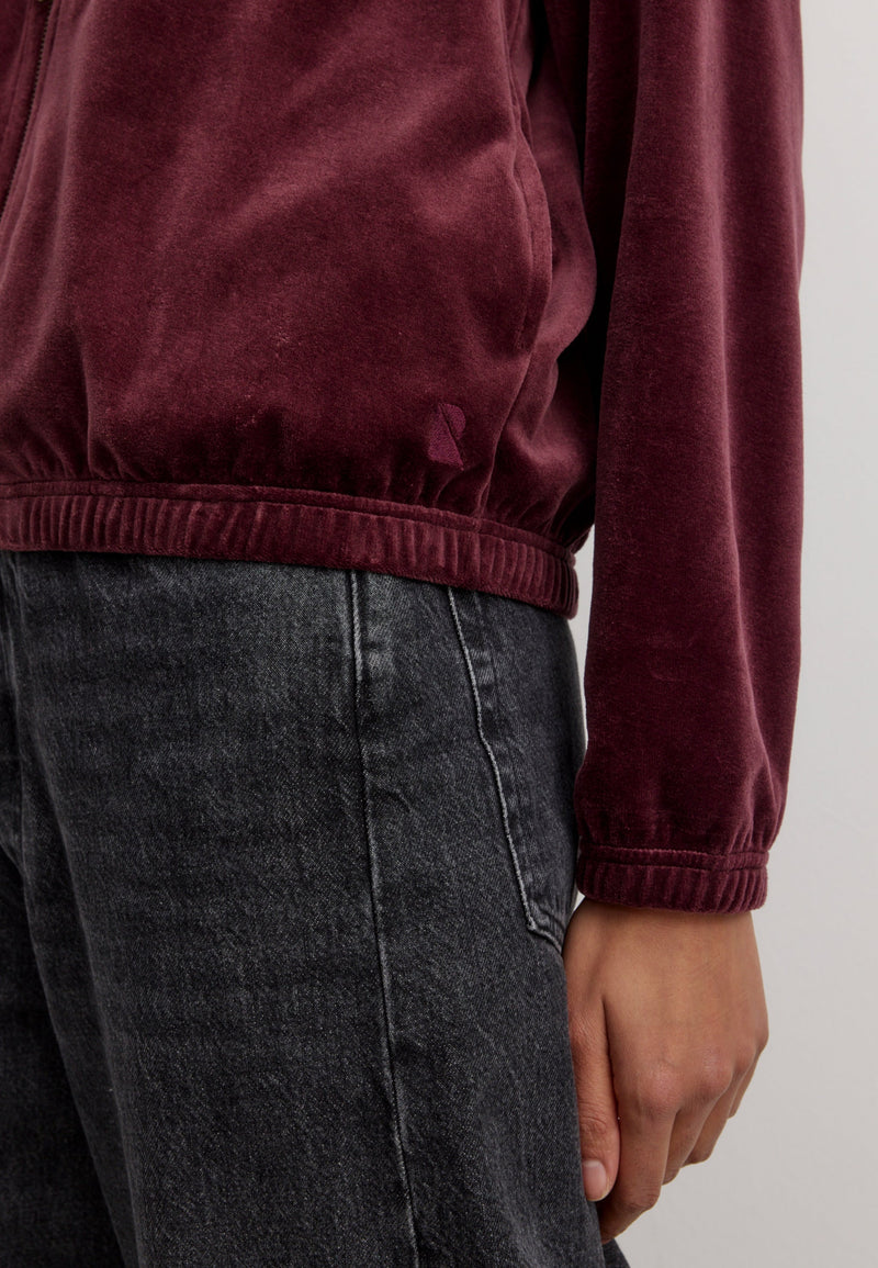 Sweat zippé à capuche HELICONIA - Velours prune