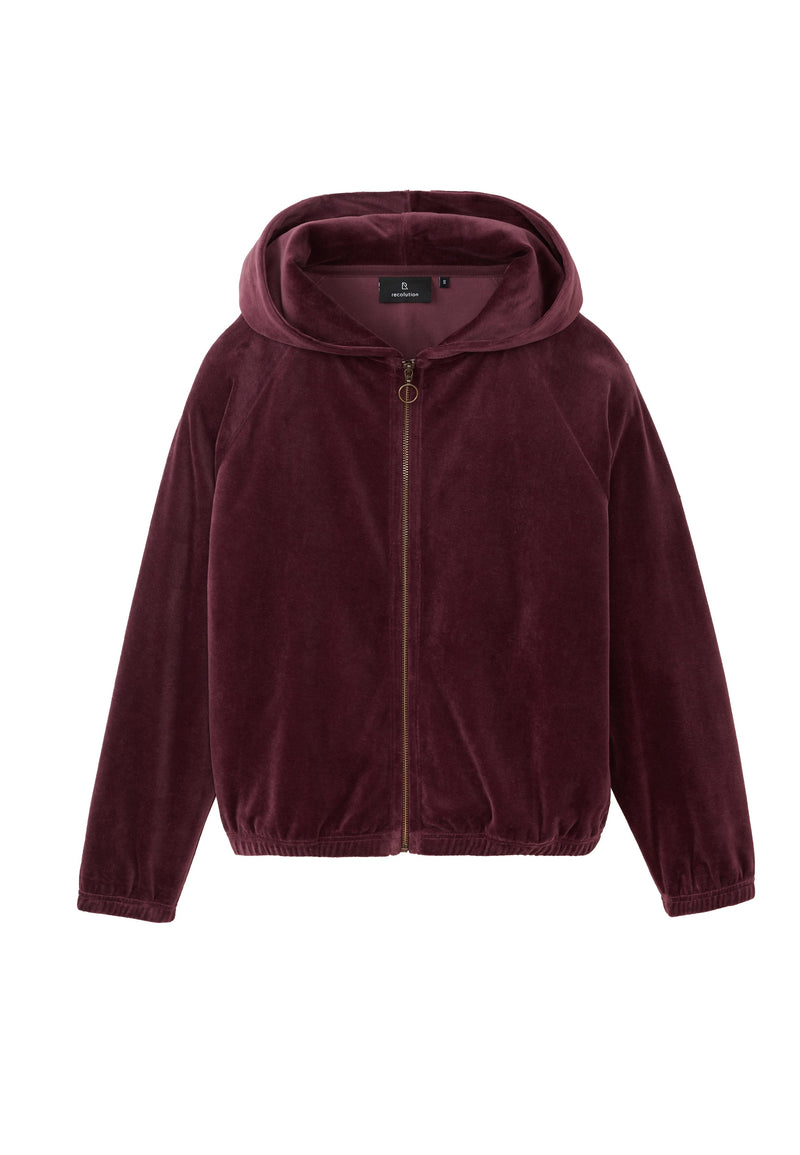 Sweat zippé à capuche HELICONIA - Velours prune
