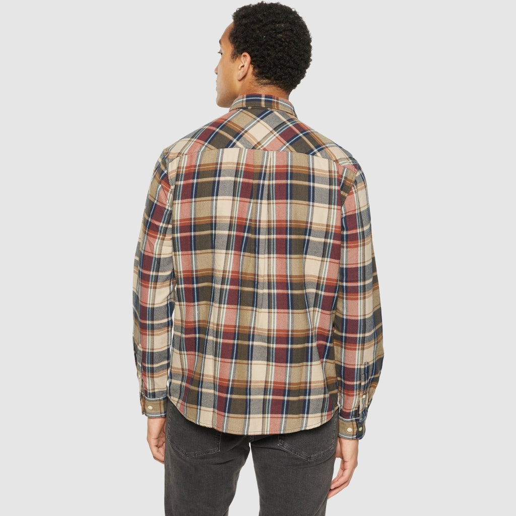 Chemise en flanelle de coton à carreaux Regular-fit - maron/olive/bordeaux