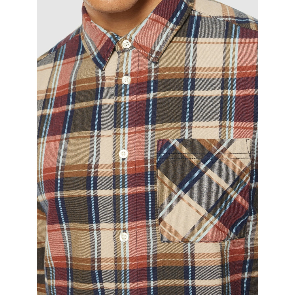Chemise en flanelle de coton à carreaux Regular-fit - maron/olive/bordeaux