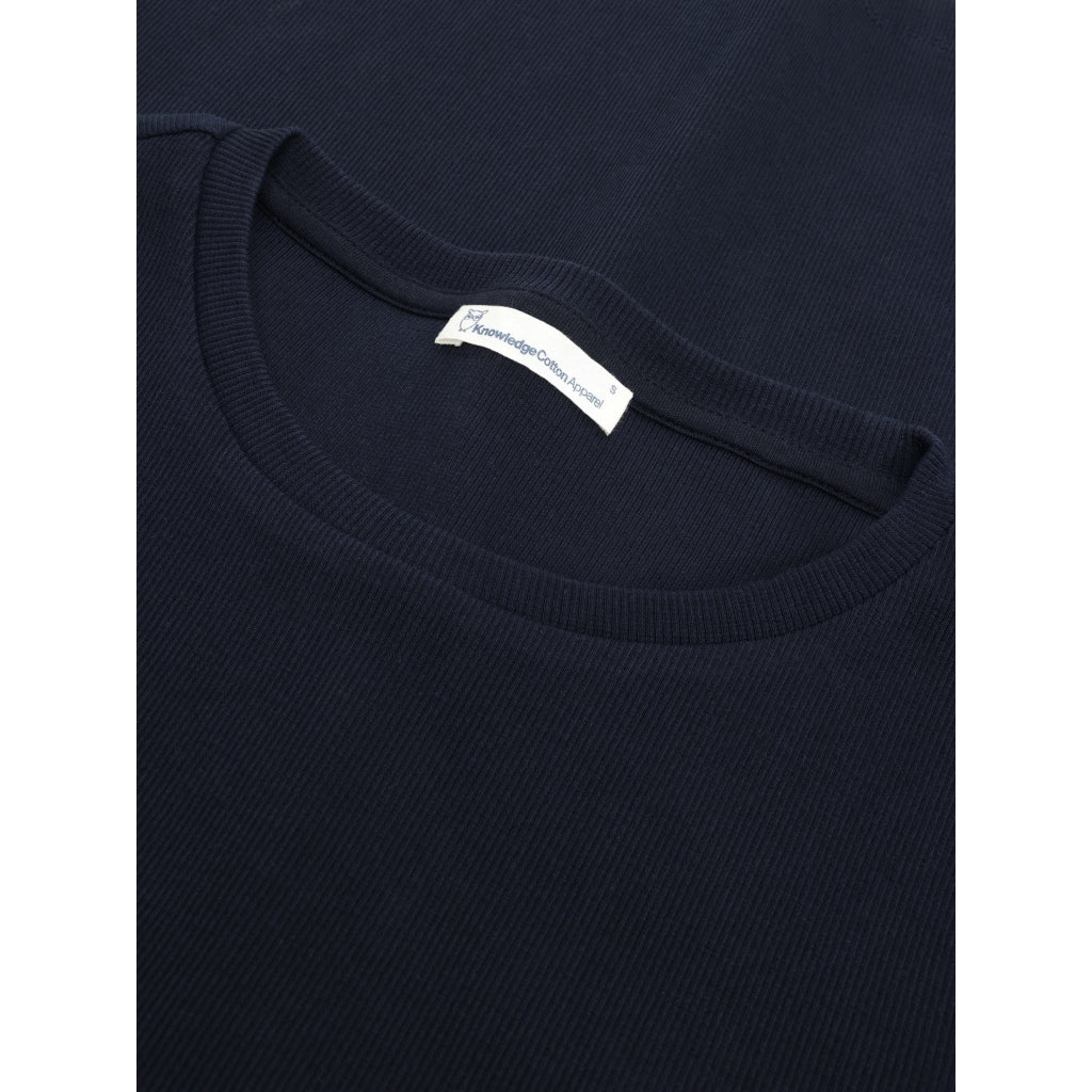 T-shirt basic côtelé à longue manches