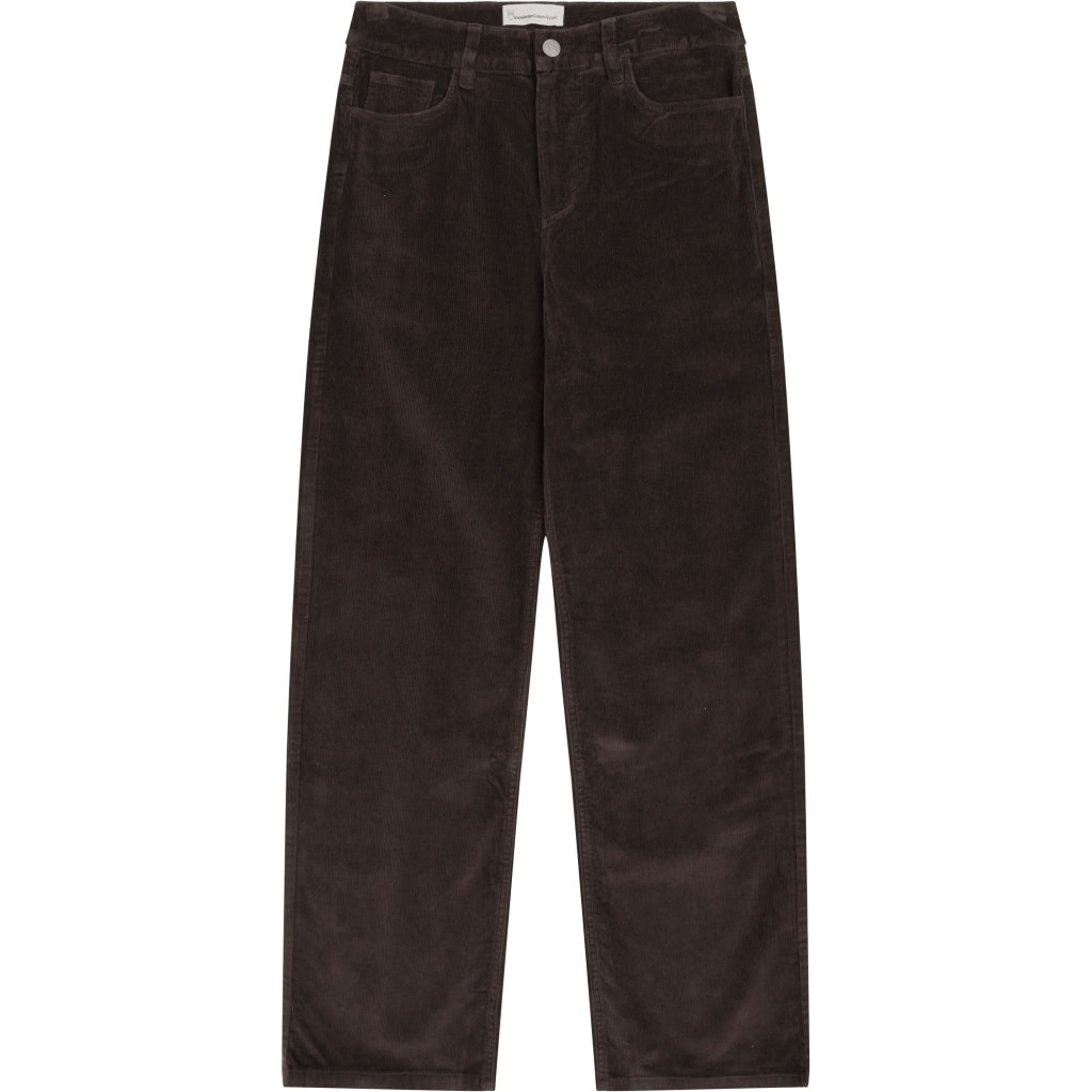 Pantalon droit GALE en velours côtelé - Chocolat