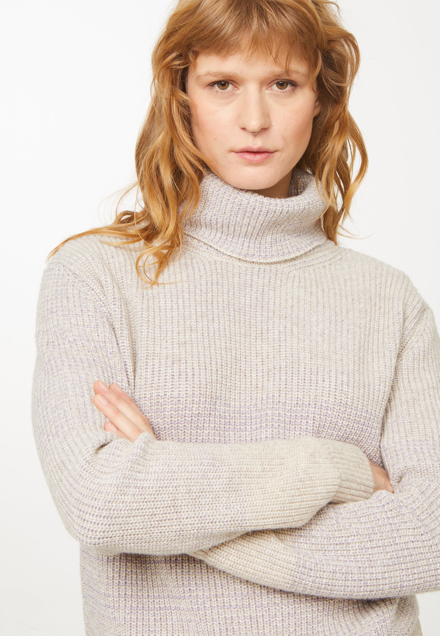 Pull LEMNA greige (avec un fin fil lila)