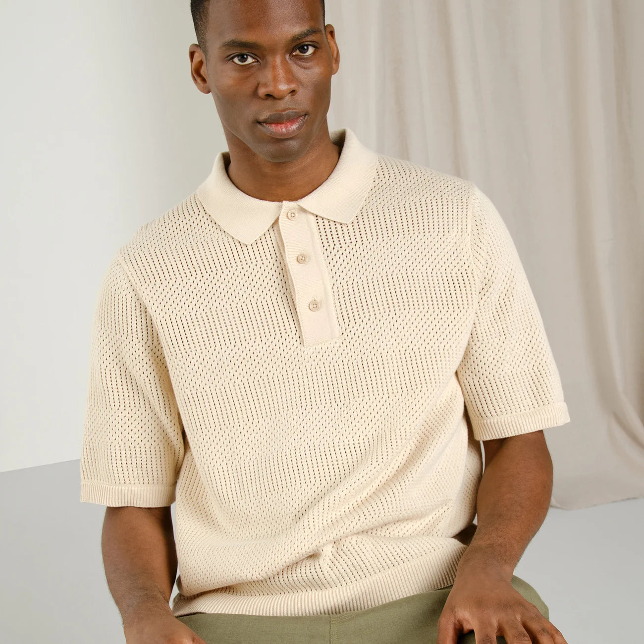 Polo tricot NOGERSUND - Vanille