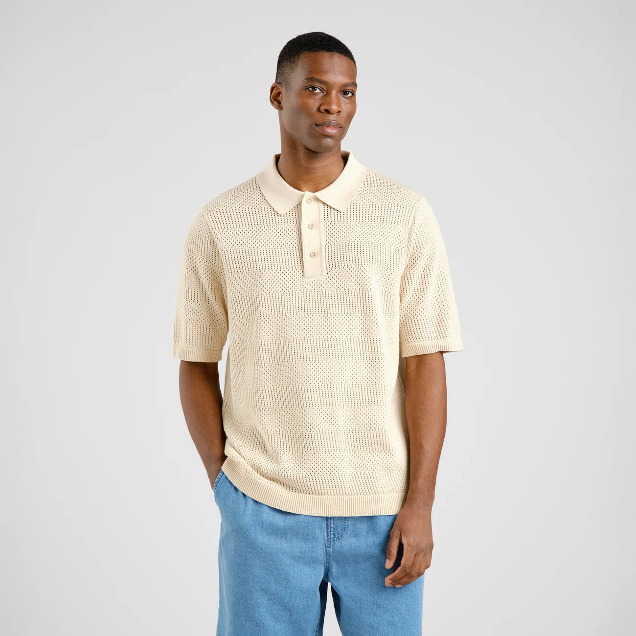 Polo tricot NOGERSUND - Vanille