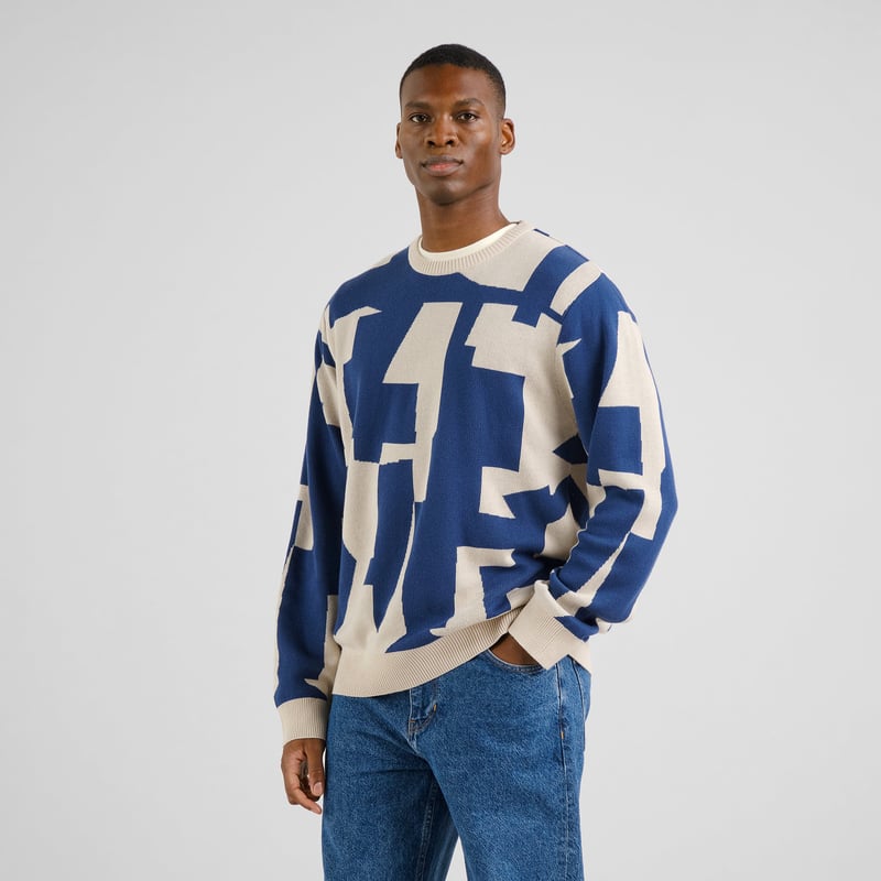 Sweat MORA - Abstract Chaos - Blanc et bleu