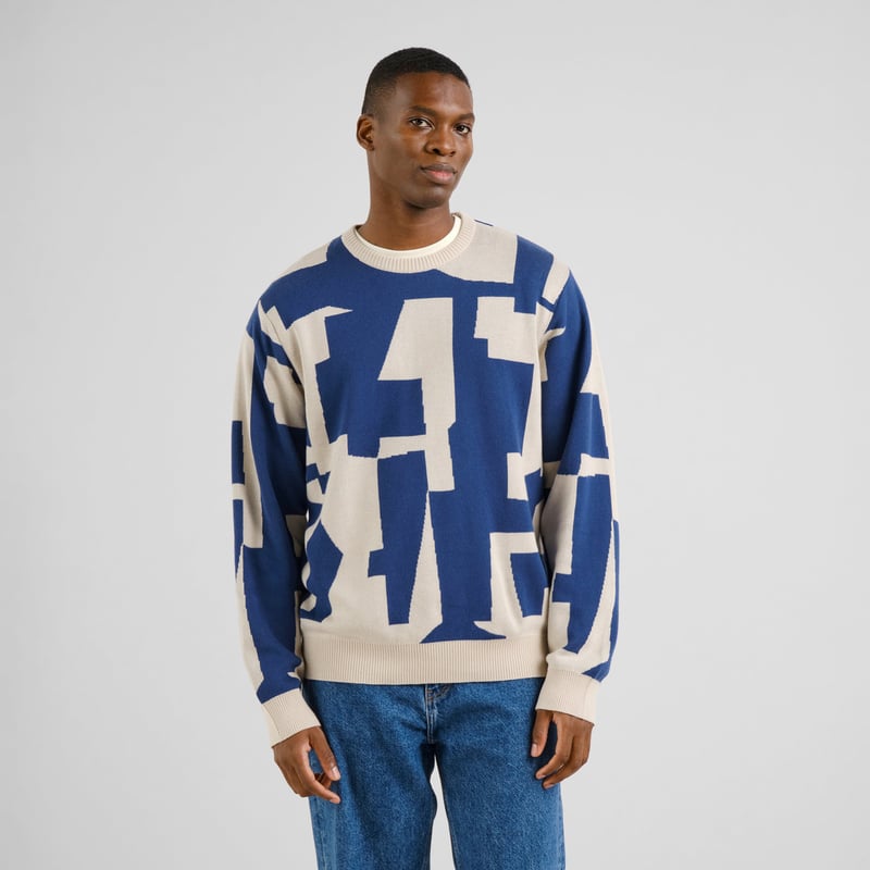 Sweat MORA - Abstract Chaos - Blanc et bleu