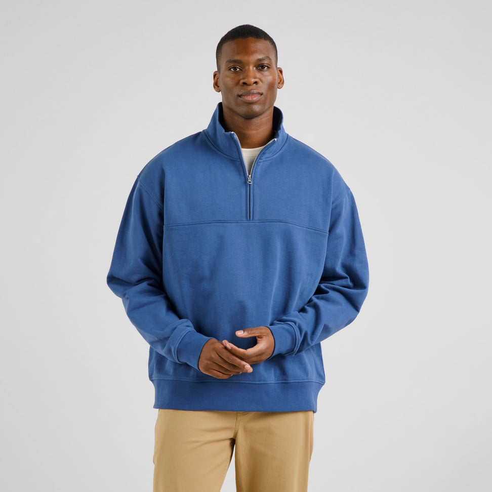 Sweat SANDVALLA (half zip / camionneur) - Bleu