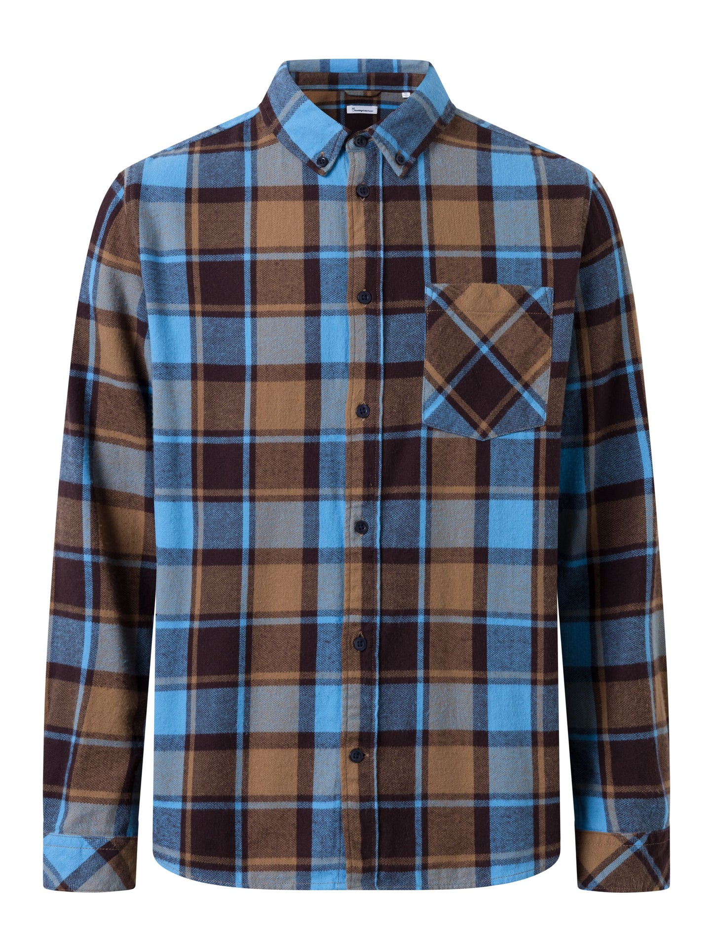 Chemise en flanelle de coton à carreaux Regular-fit - maron/bleu