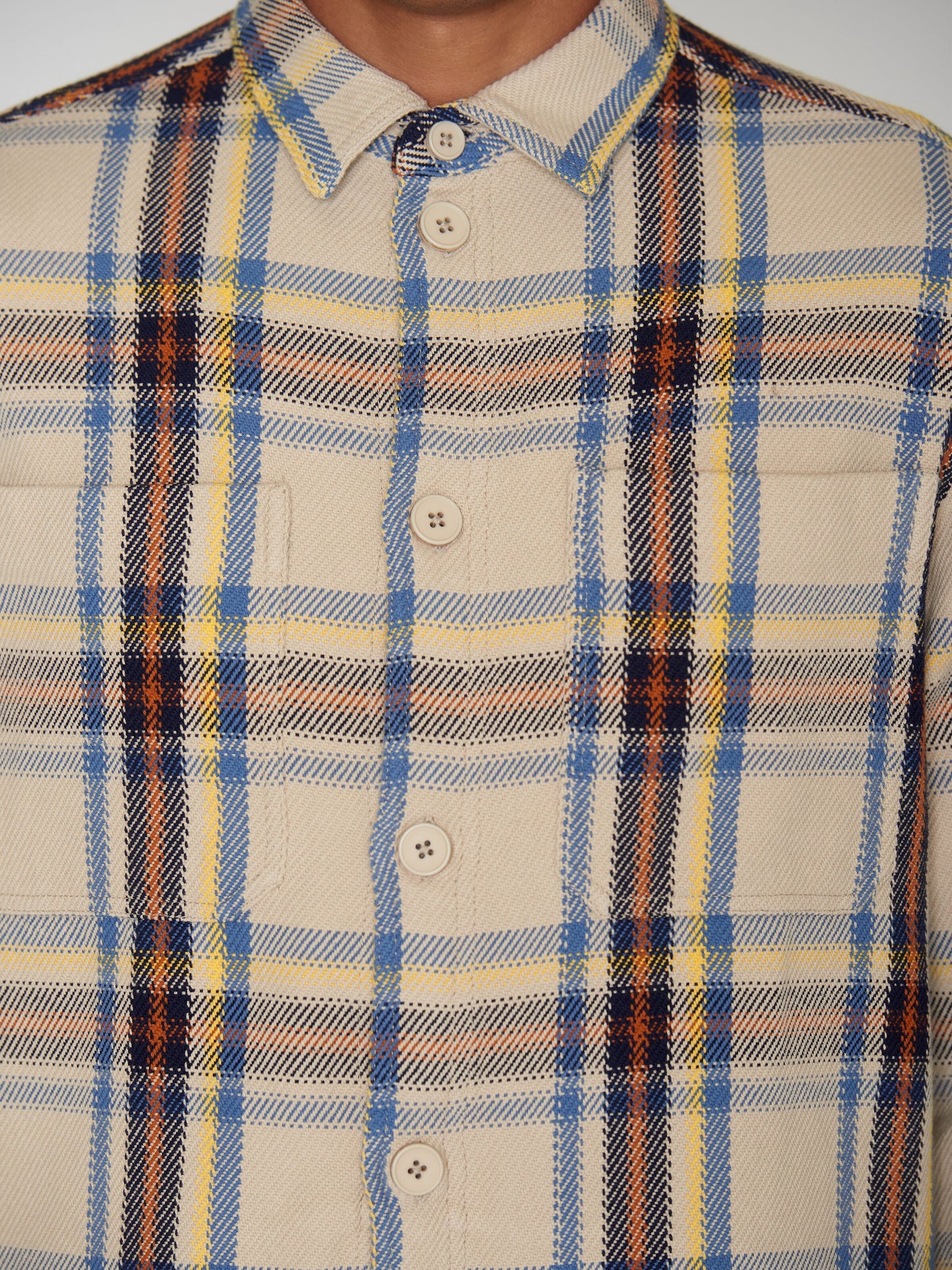 Sur-chemise épaisse à carreaux beige