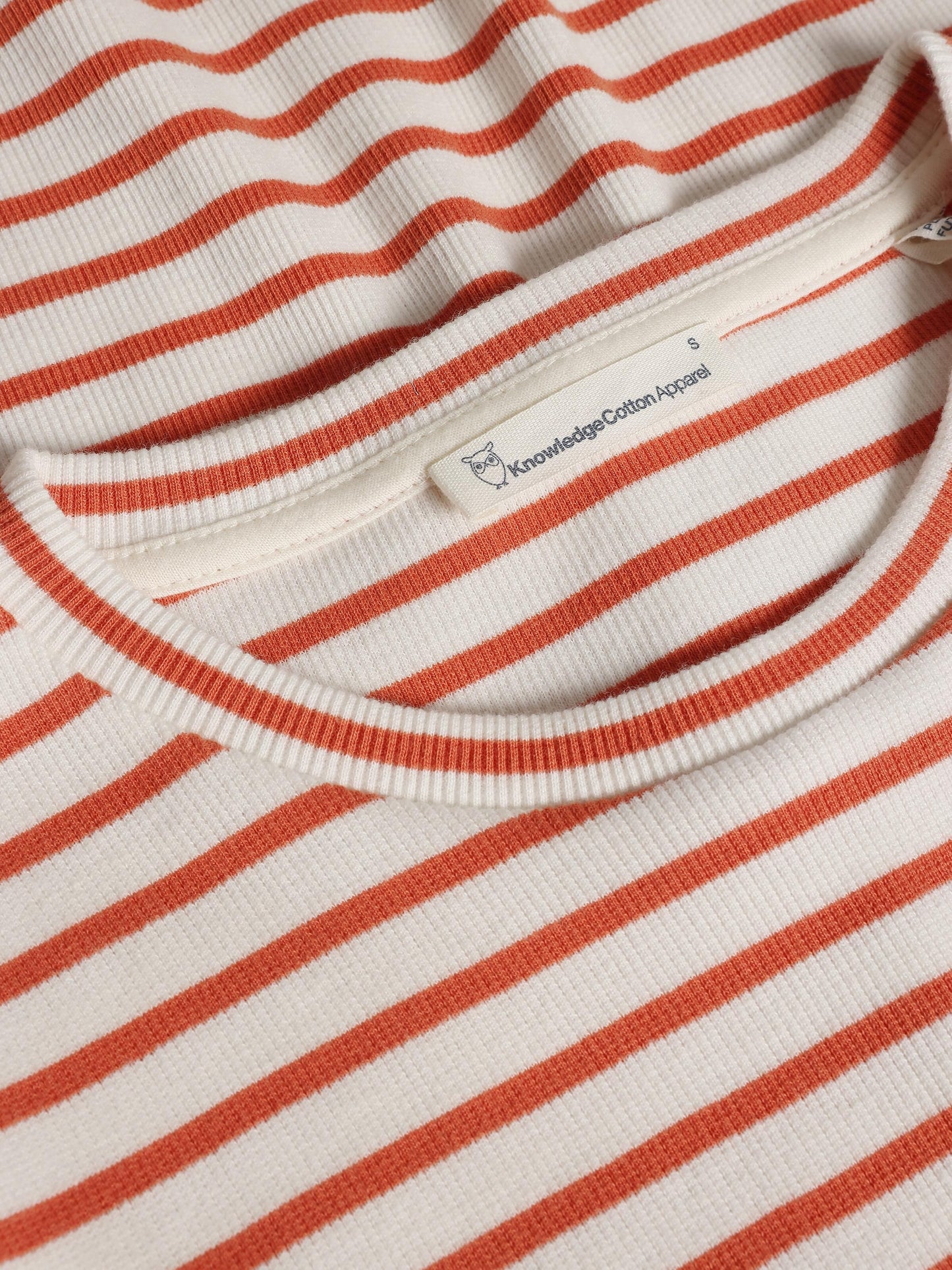 T-shirt côtelé ligné - corail