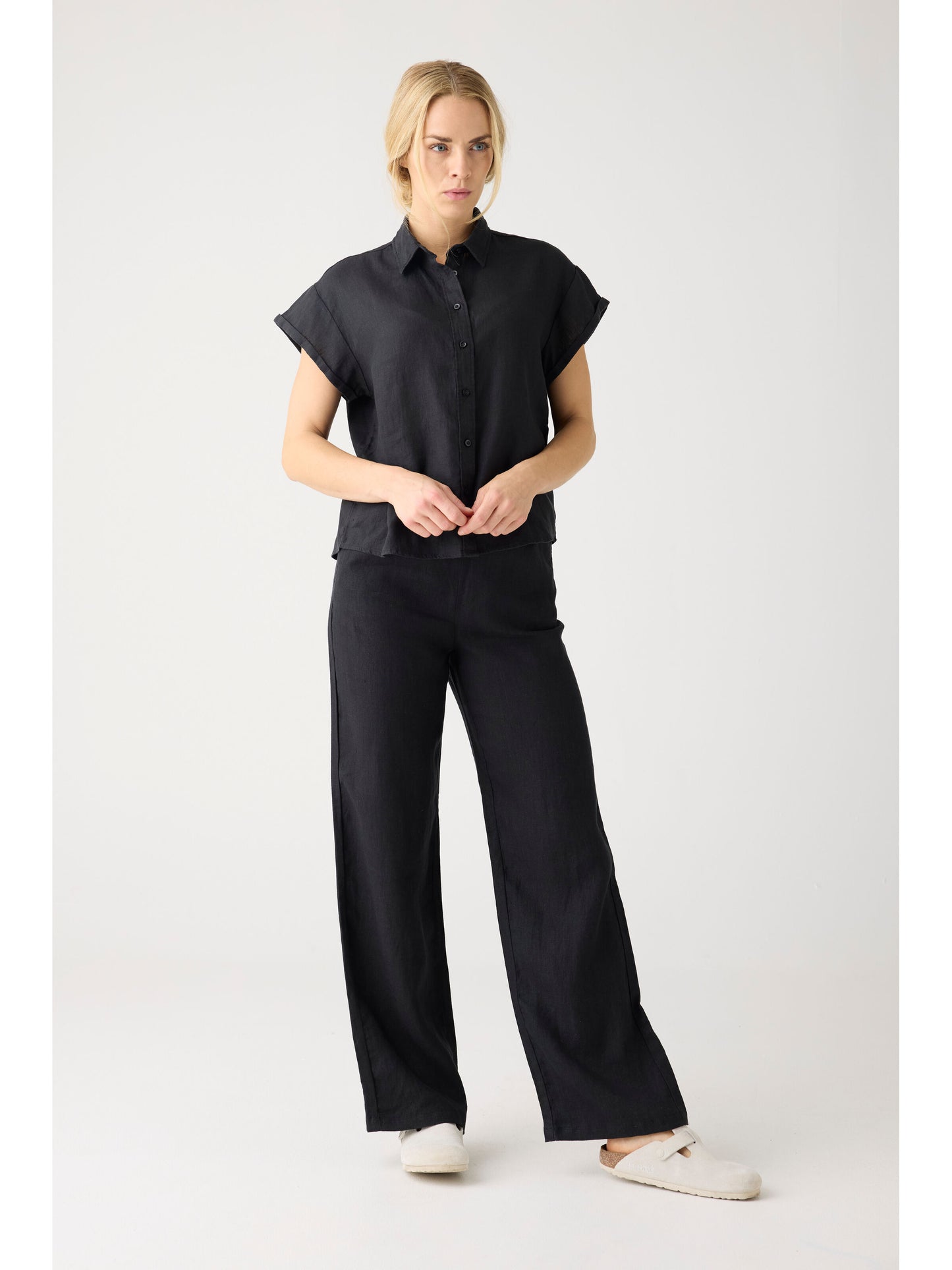 Pantalon ample POSEY en lin - noir