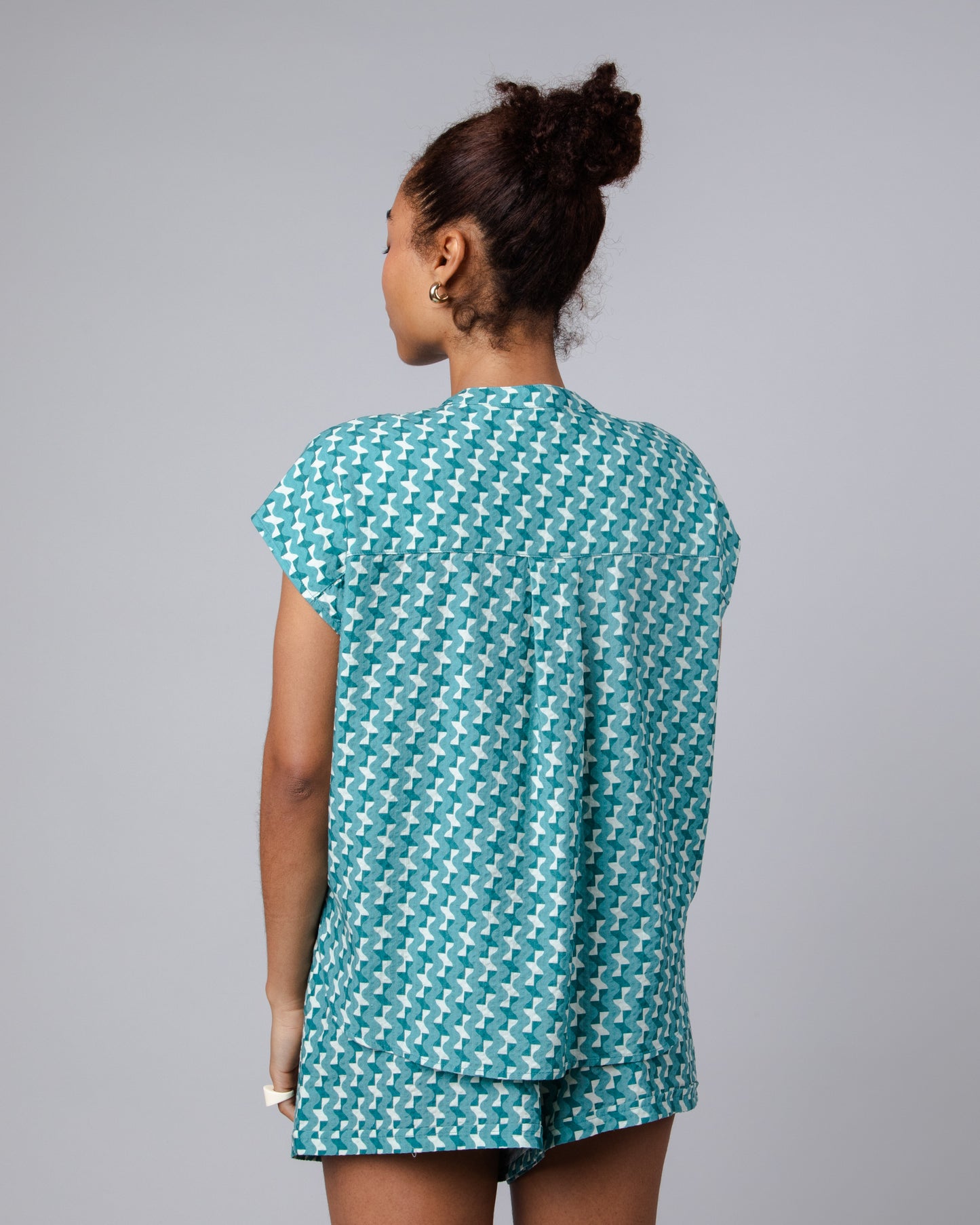 Blouse TILES MAO bleue