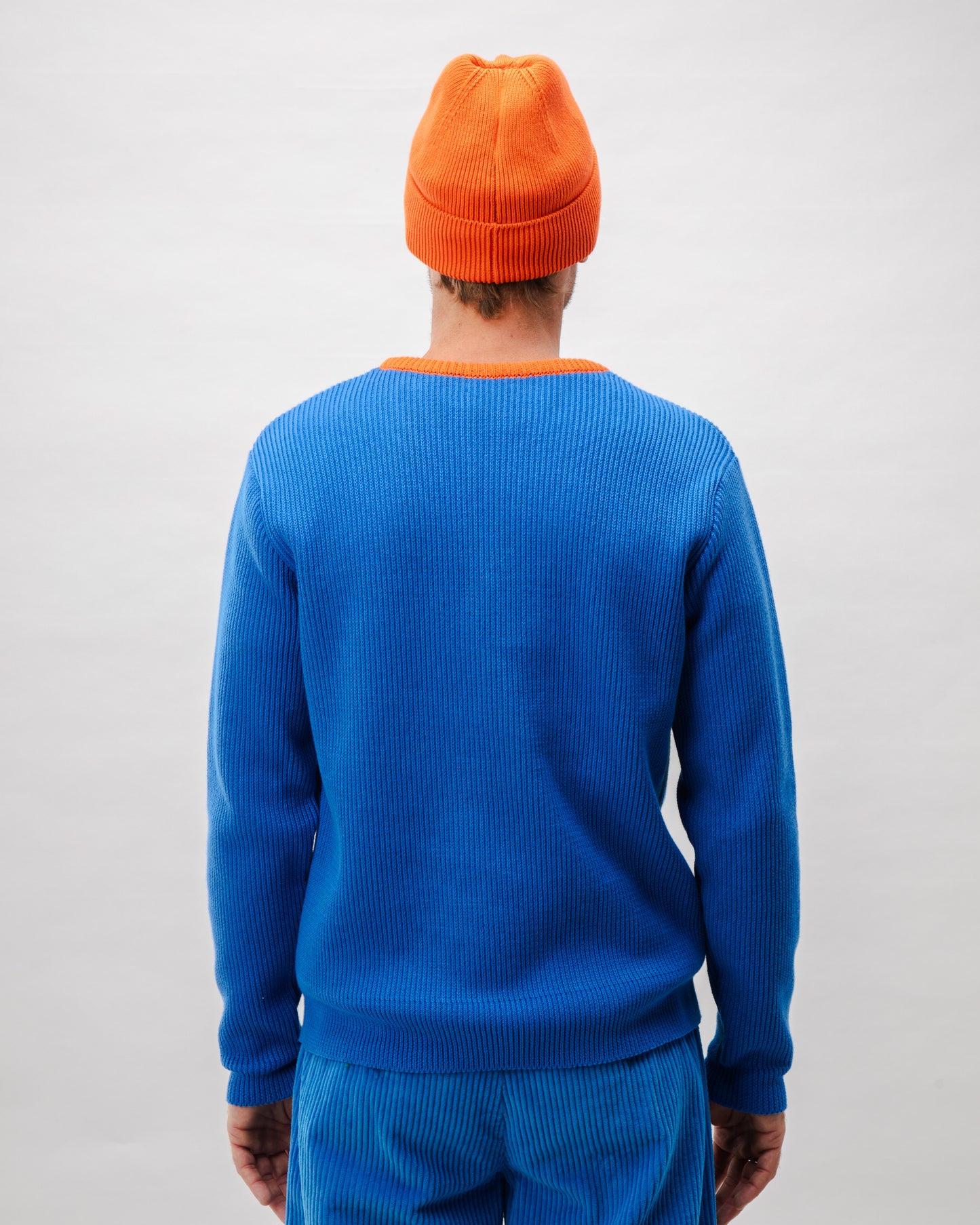 Pull bicolor bleu roi en coton