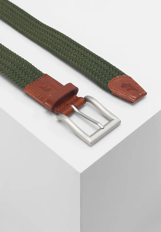 Ceinture tissée en fibres recyclée MARTIN - Vert olive