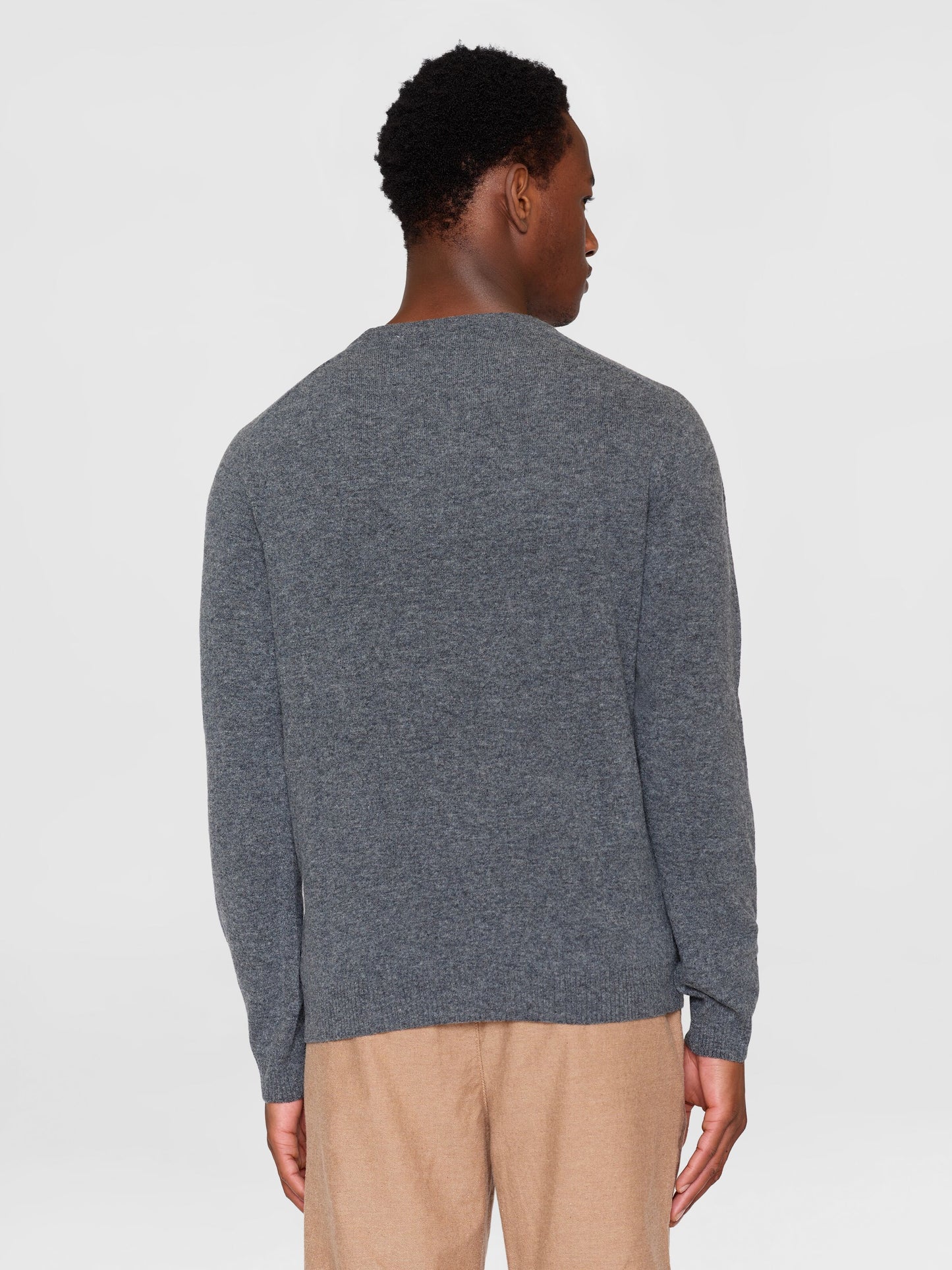 Pull classique à col rond - lambswool gris