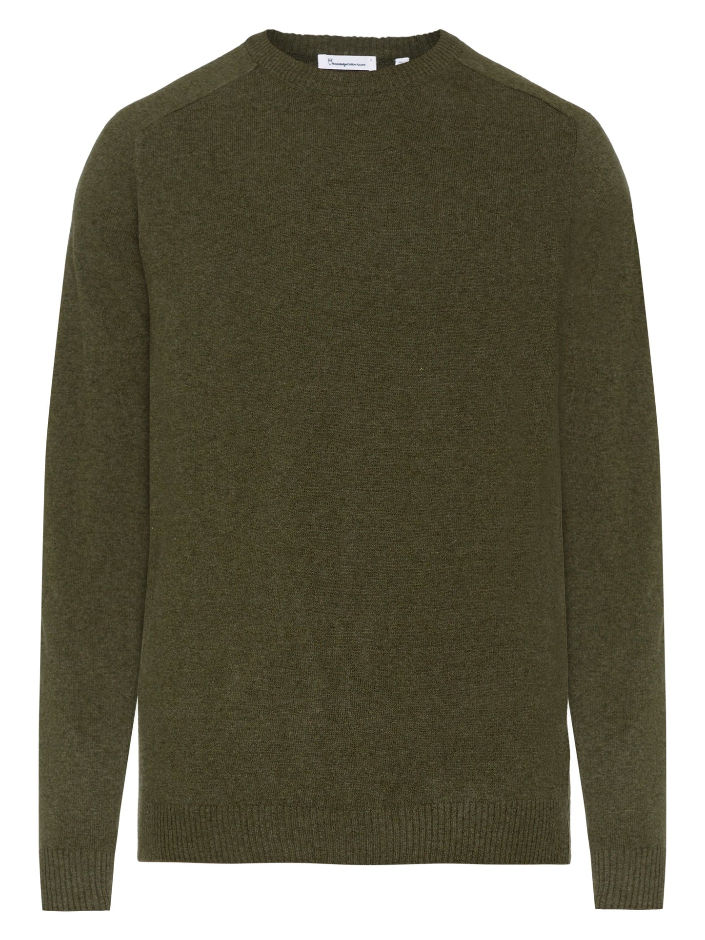 Pull classique à col rond - lambswool vert forêt