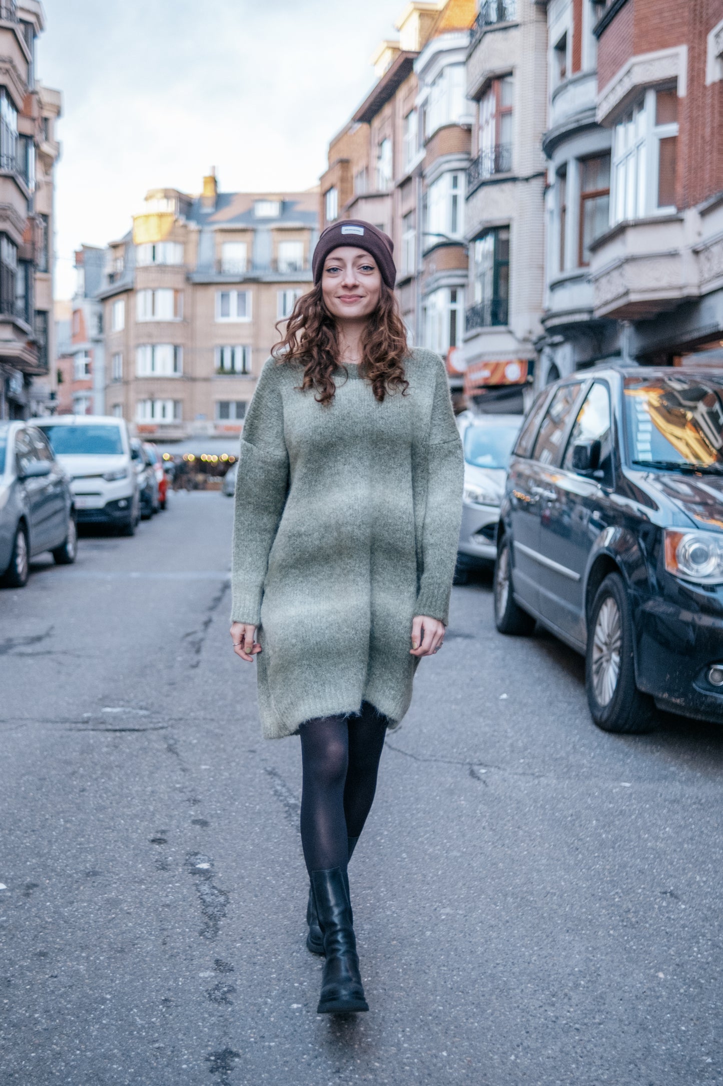 Robe tricot MOSS dégradé de vert