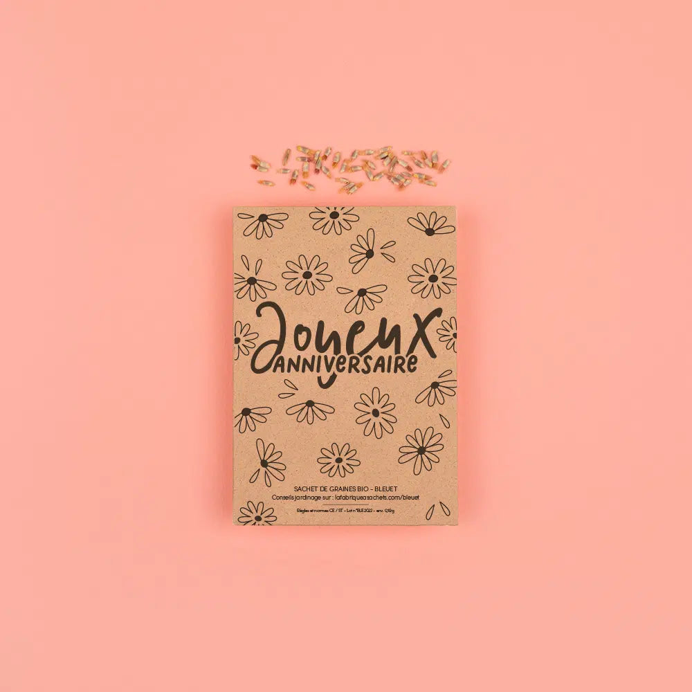 Joyeux anniversaire - Sachet de graines de Bleuet