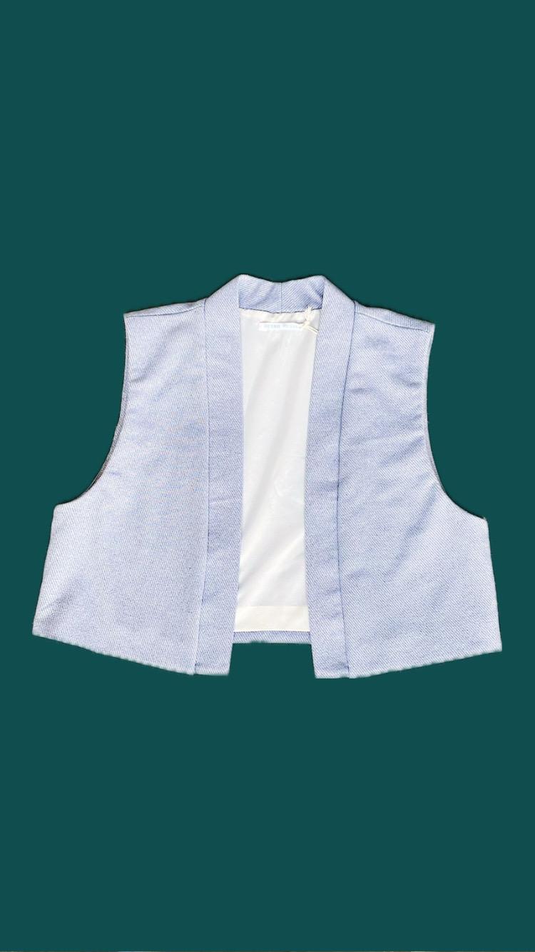 Veste sans manches - molleton bleu/mauve