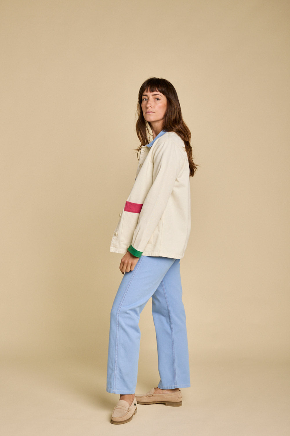 Veste REVIVRE - Vanille (empiècements bleu, rose et vert)