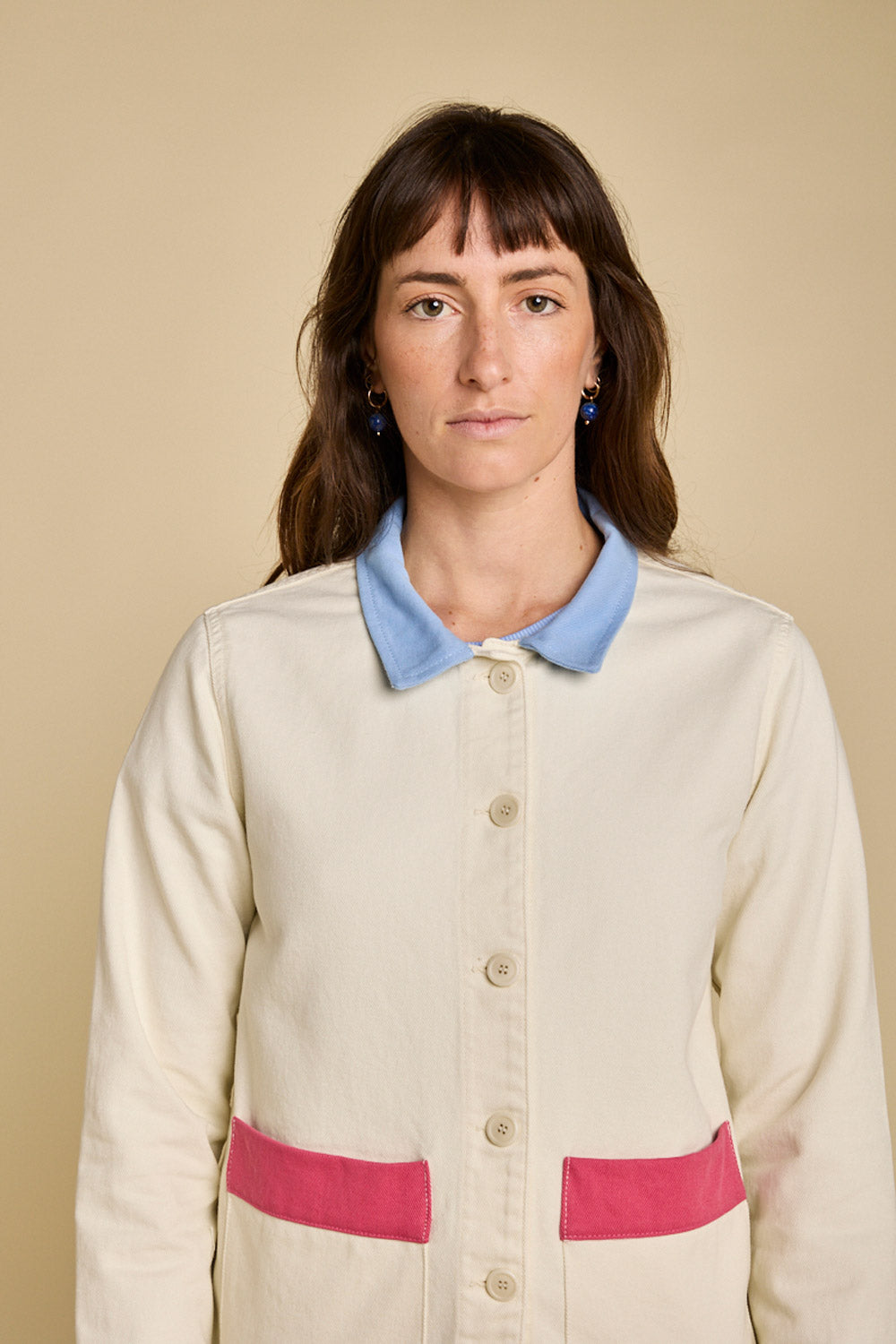 Veste REVIVRE - Vanille (empiècements bleu, rose et vert)