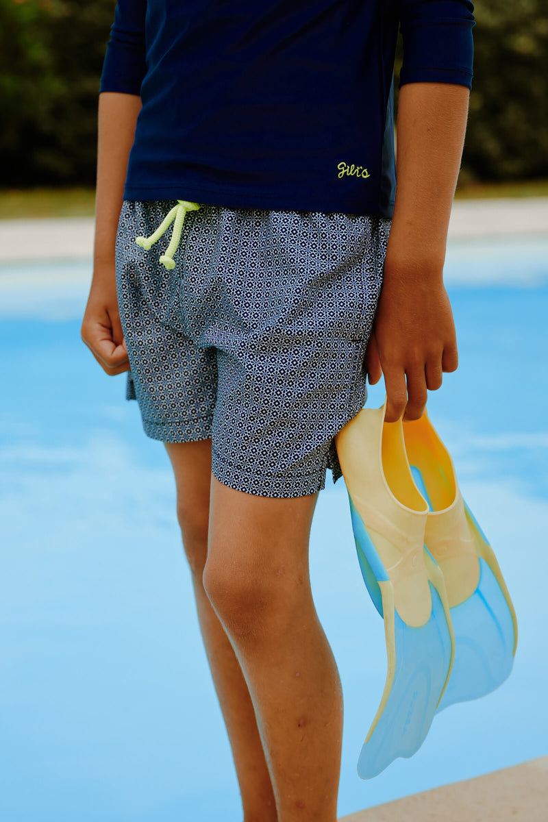 Short de bain enfant MENO navy azulejo
