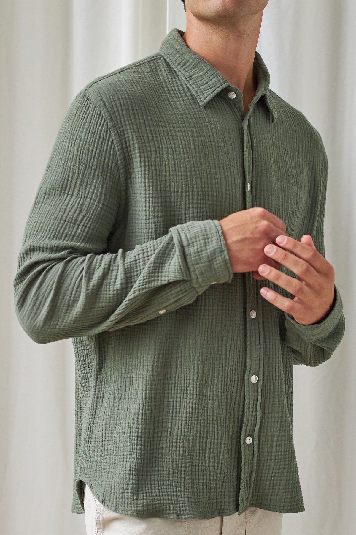 Chemise à longues manches UNYEE en gaze de coton - kaki
