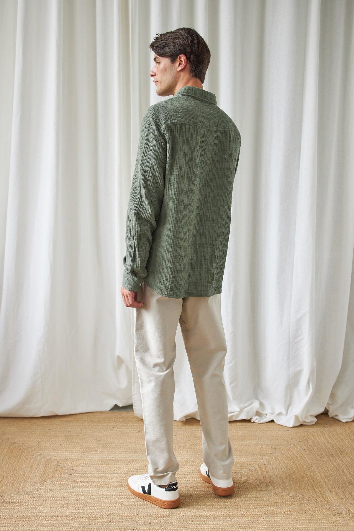 Chemise à longues manches UNYEE en gaze de coton - kaki