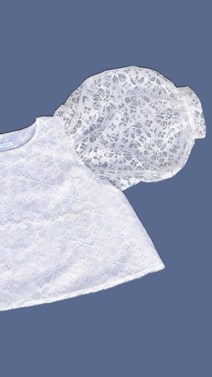 Blouse ballon - dentelle blanche