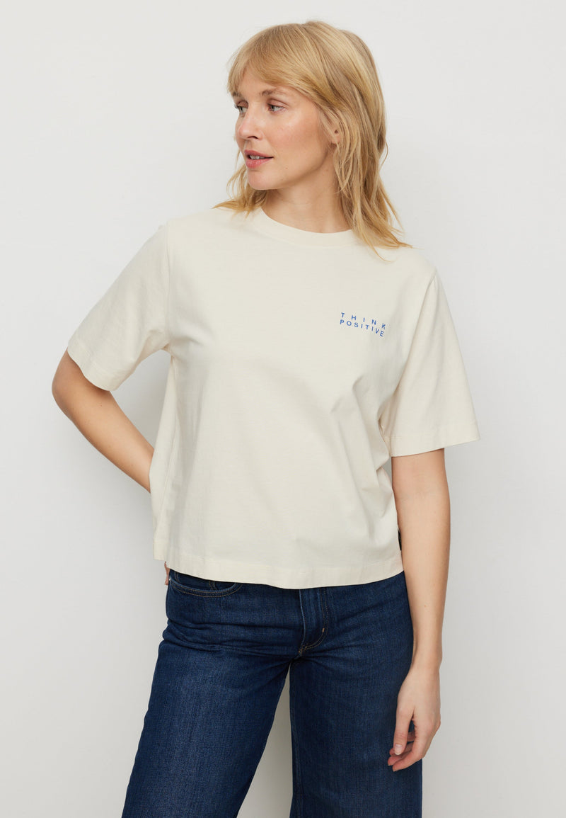 T-Shirt AZOLLA THINK POSITIVE - Blanc cassé