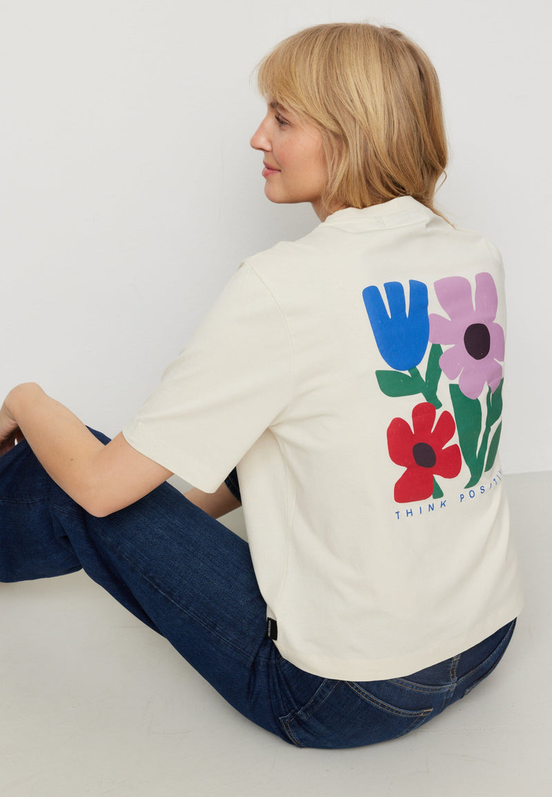T-Shirt AZOLLA THINK POSITIVE - Blanc cassé