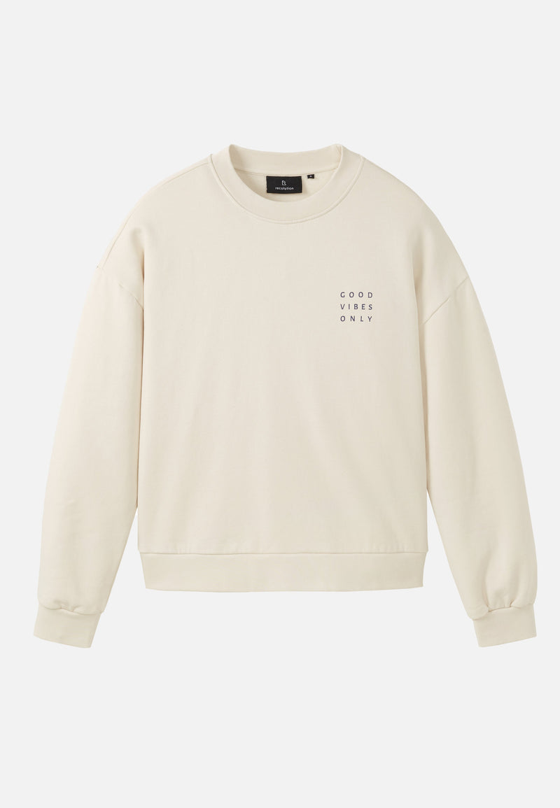 Sweat NERINE "Good Vibes" - blanc crème