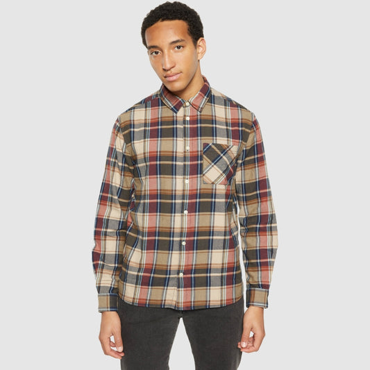 Chemise en flanelle de coton à carreaux Regular-fit - maron/olive/bordeaux