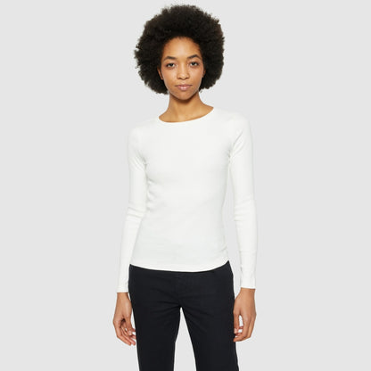T-shirt basic côtelé à longue manches