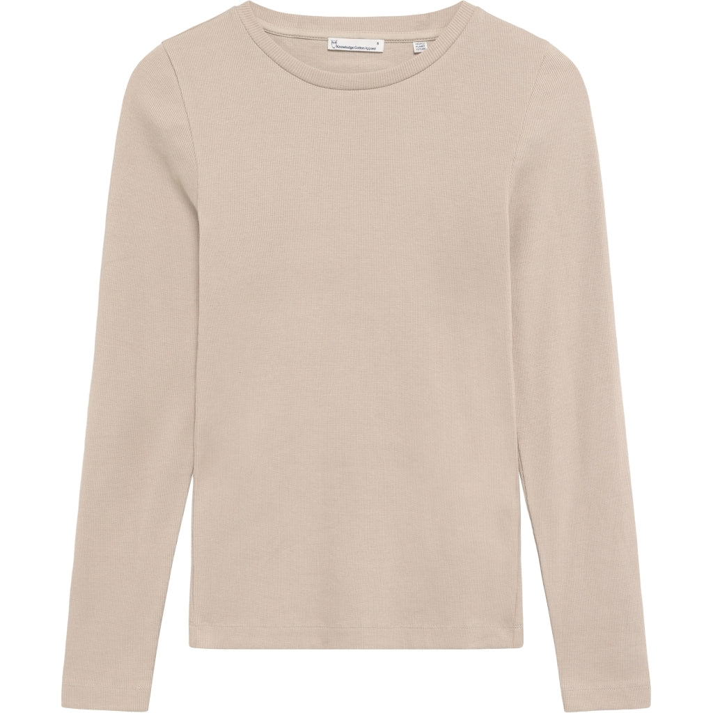 T-shirt basic côtelé à longue manches