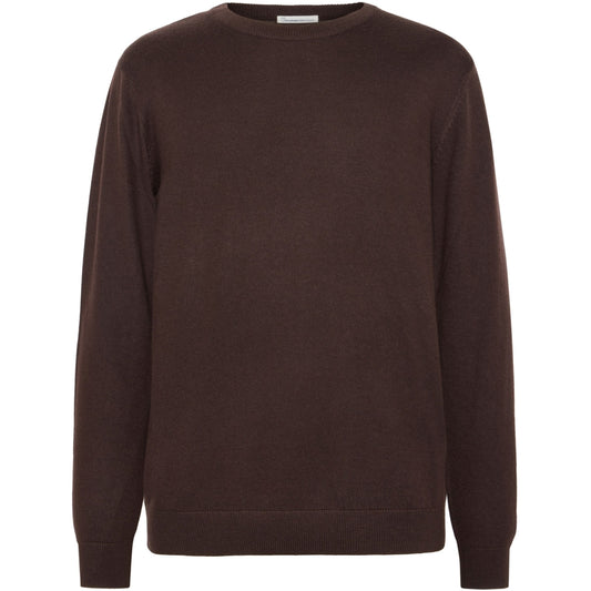 Pull en maille à col rond - Laine mérinos - Chocolat