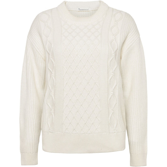 Pull torsades ventrales en coton - Blanc cassé