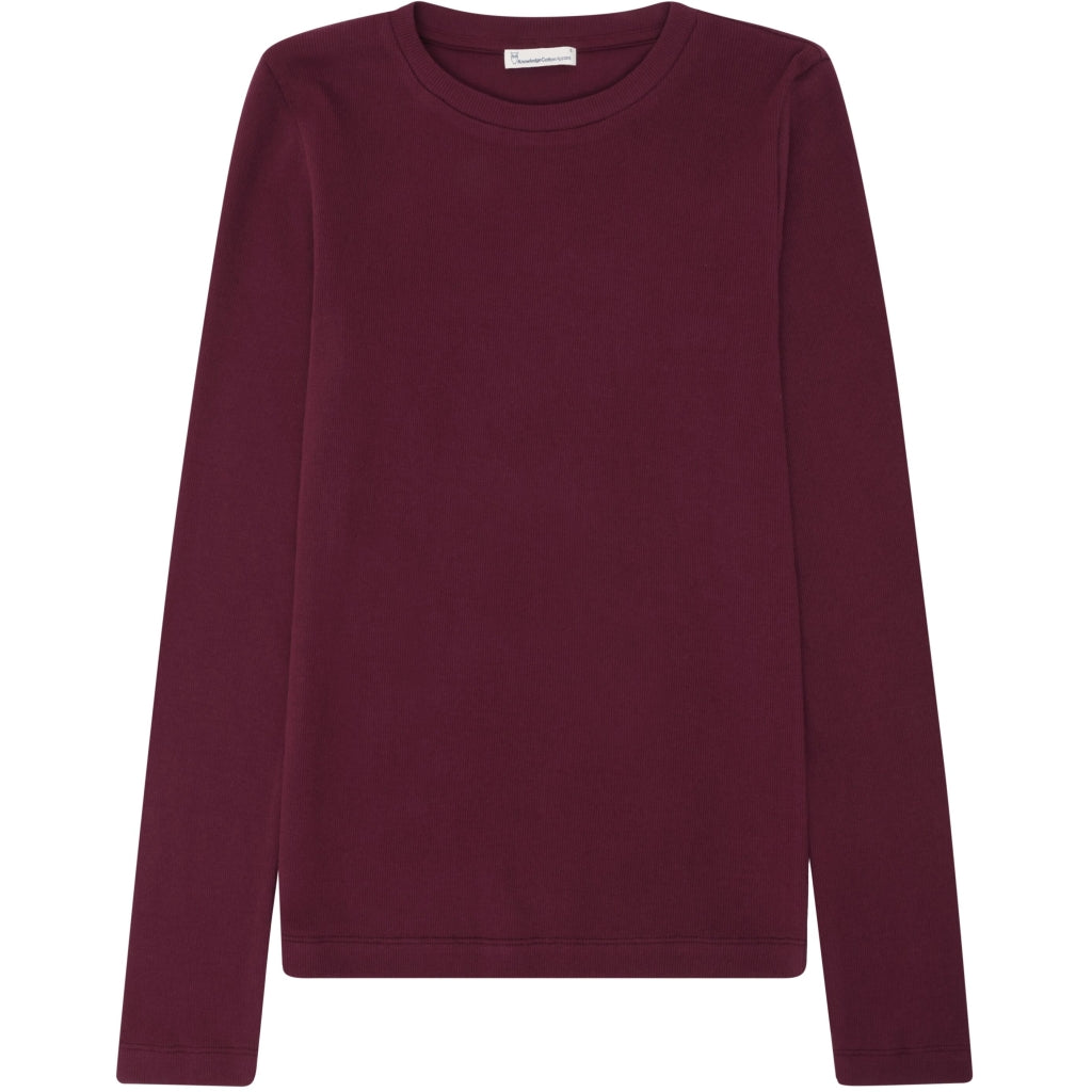 T-shirt basic côtelé à longue manches