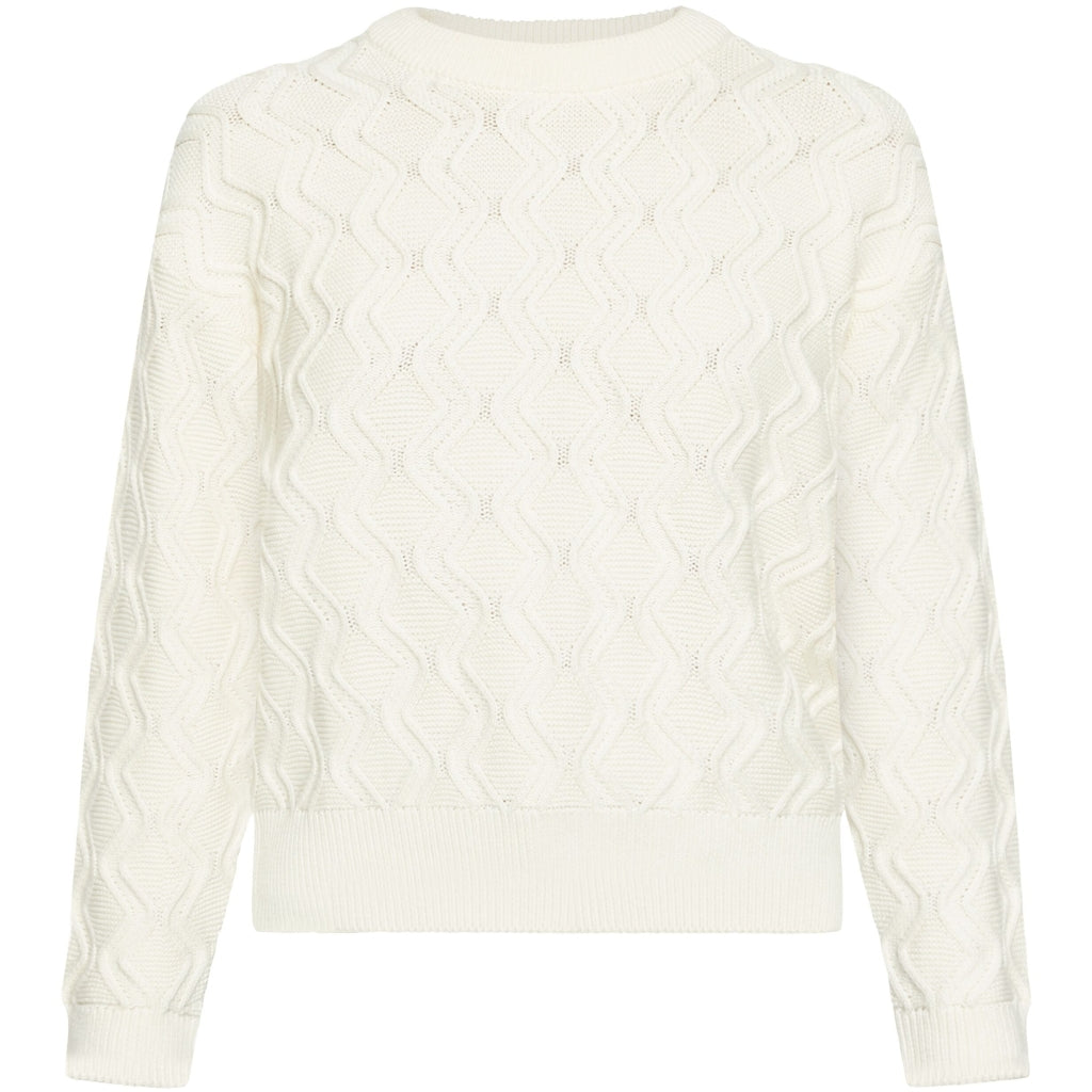 Pull torsadé en coton - blanc cassé