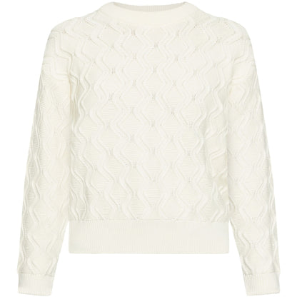 Pull torsadé en coton - blanc cassé