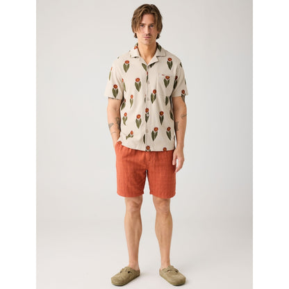 Short en coton  texturé FIG - Brique