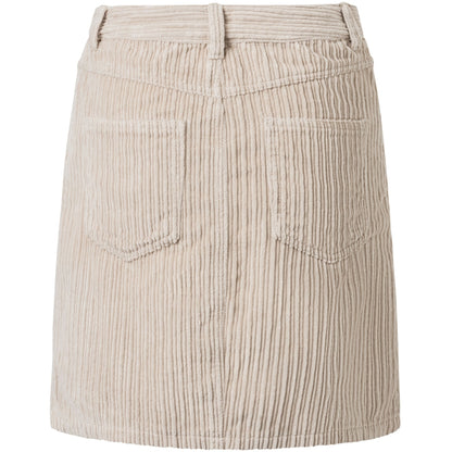 Jupe courte en velours côtelé beige