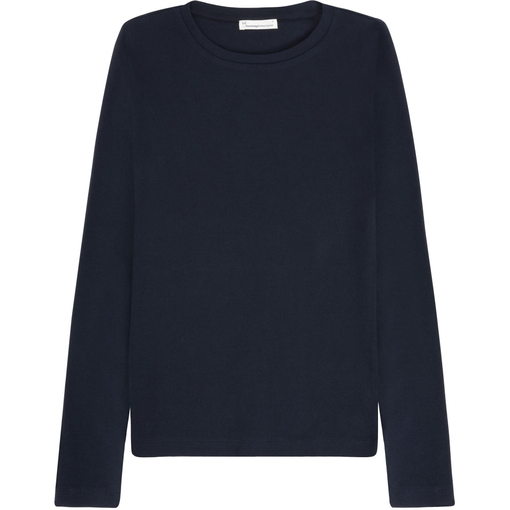 T-shirt basic côtelé à longue manches