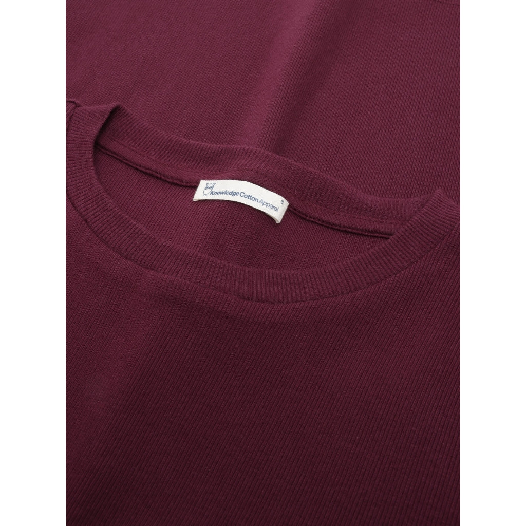 T-shirt basic côtelé à longue manches
