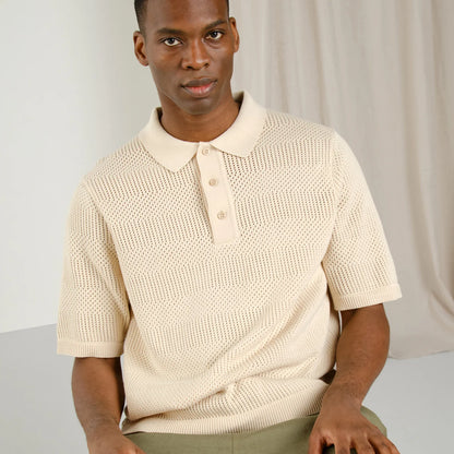 Polo tricot NOGERSUND - Vanille