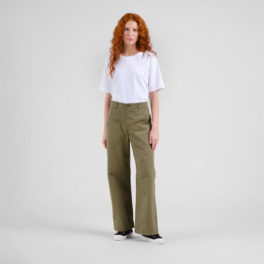 Pantalon VARA en toile - Vert feuille