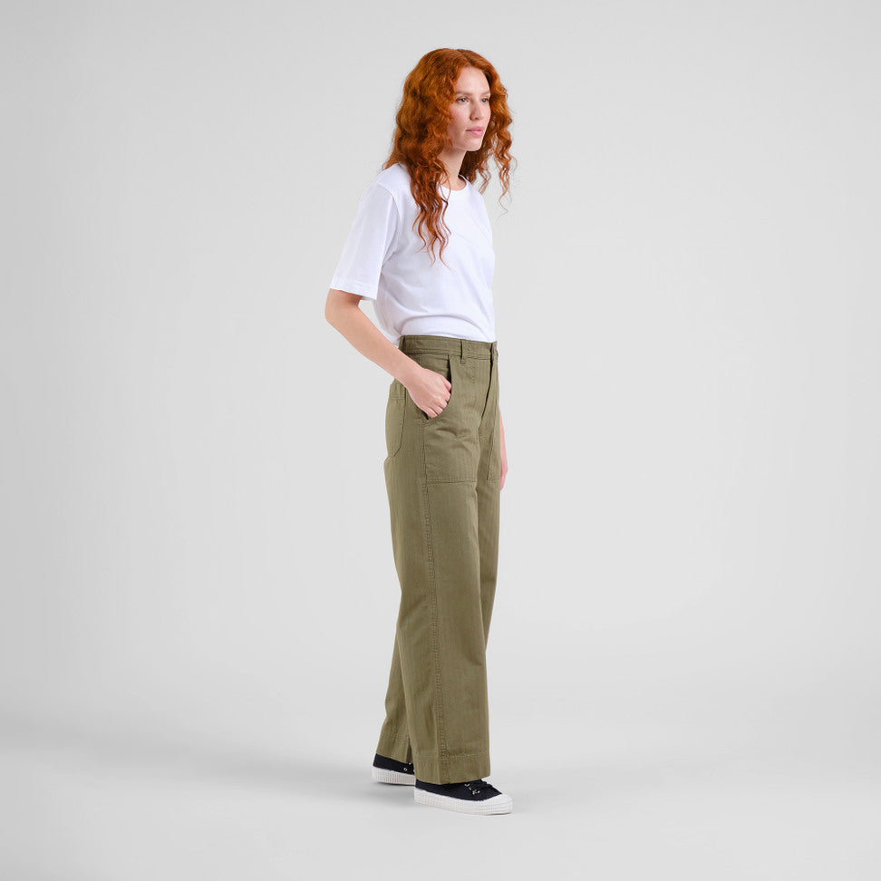 Pantalon VARA en toile - Vert feuille